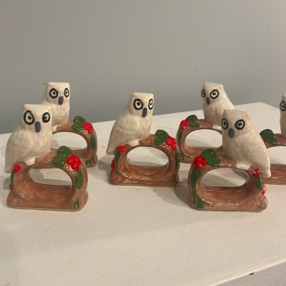 Holiday themed owl napkin holders set of 6